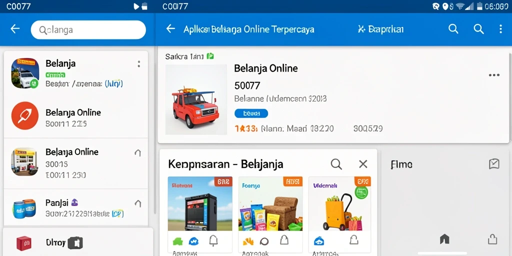 Tampilan antarmuka aplikasi C0077 untuk Belanja Online.