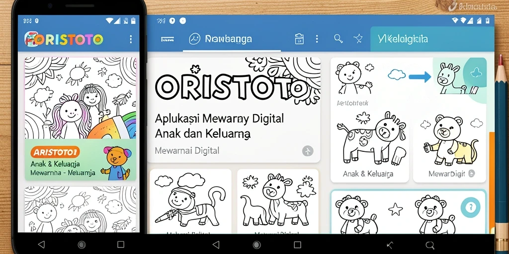 Tampilan antarmuka aplikasi Mewarnai Digital yang menarik dan interaktif.