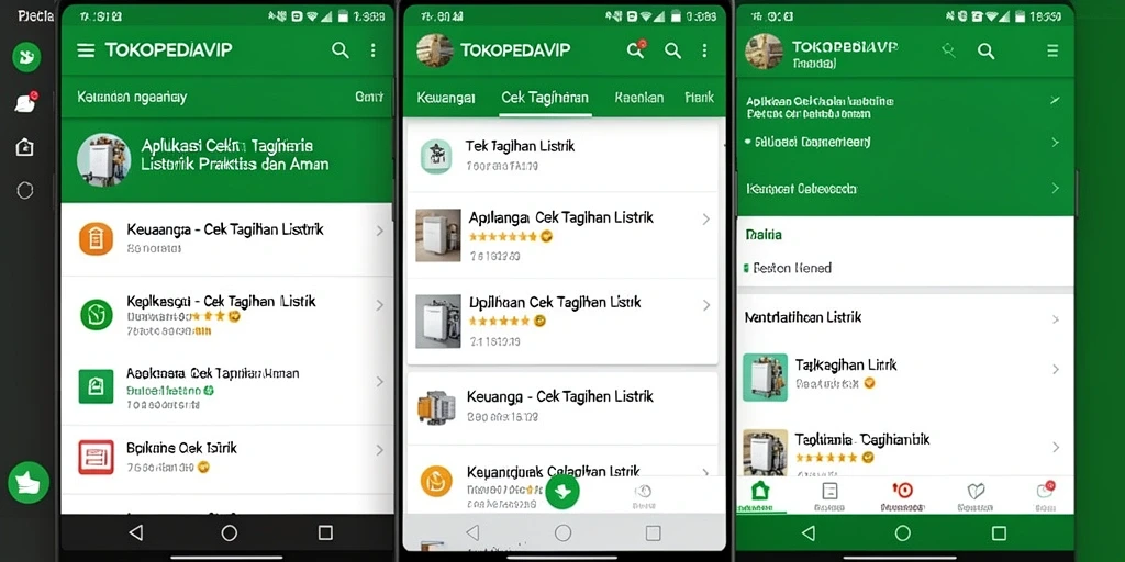 Tampilan antarmuka TOKOPEDIAVIP saat cek tagihan listrik.
