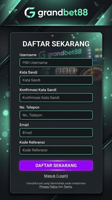 Tampilan halaman daftar grandbet88