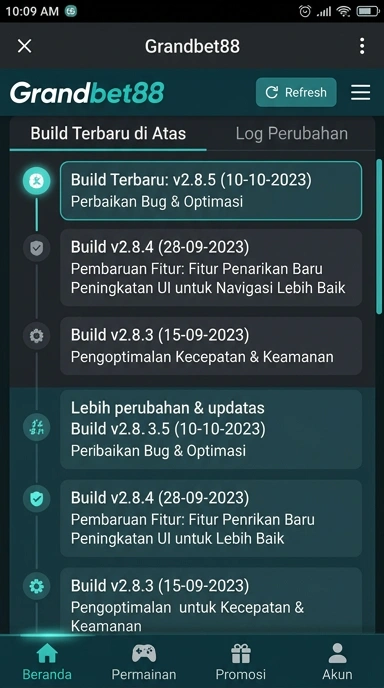 Tampilan riwayat versi grandbet88